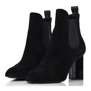 Louis Vuitton Suede Monogram Cap Toe Chelsea 80mm Ankle Boots in Black